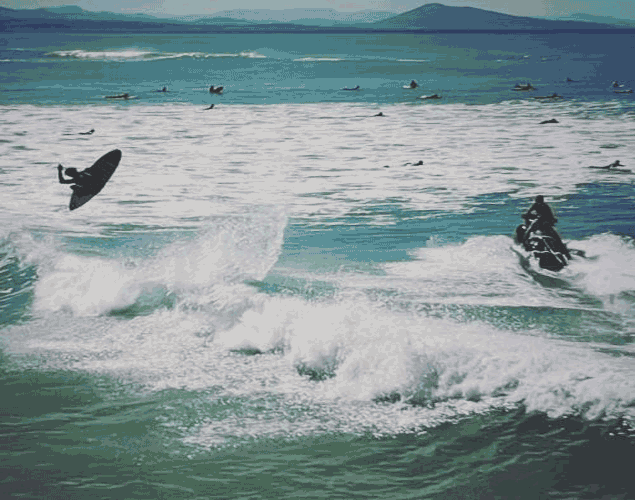 Les surfeurs sont dans la mer